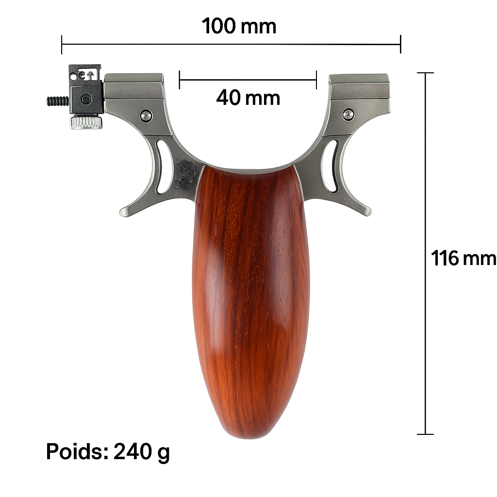 Lance-pierre en acier inoxydable 304 avec poignée en bois — miniature 3