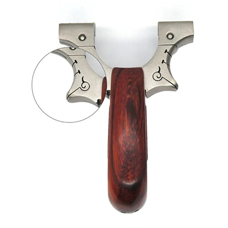 Lance-pierre Avenger en inox avec poignée en bois — miniature 5