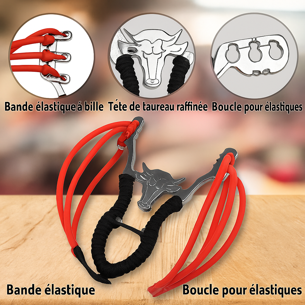 Lance-pierre en alliage à tête de taureau